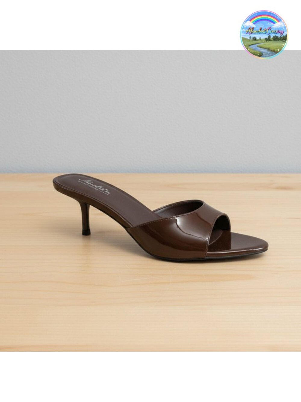 Kitten Heels Pointed Toe Mules Slip On Faux Leather Dress Sandals